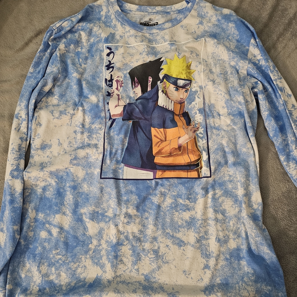 Vintage Naruto Shirt Men XL Blue Tie Dye Sasuke Shonen Jump Anime Manga
